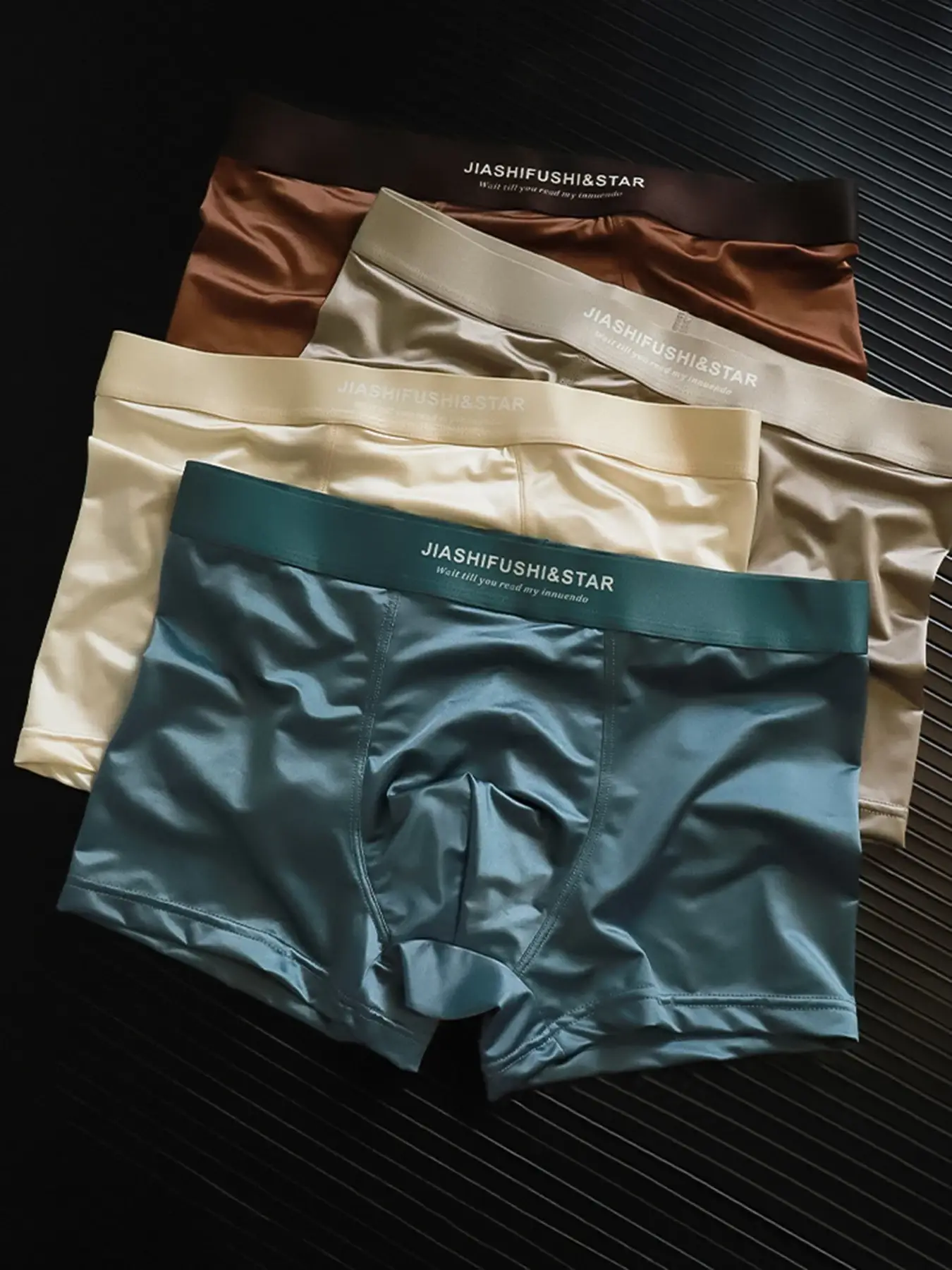 Cuecas de boxe de fibra masculina respirável 4 tamanhos, roupa íntima respirável confortável, tecido de malha de estiramento médio, cor sólida — image 4