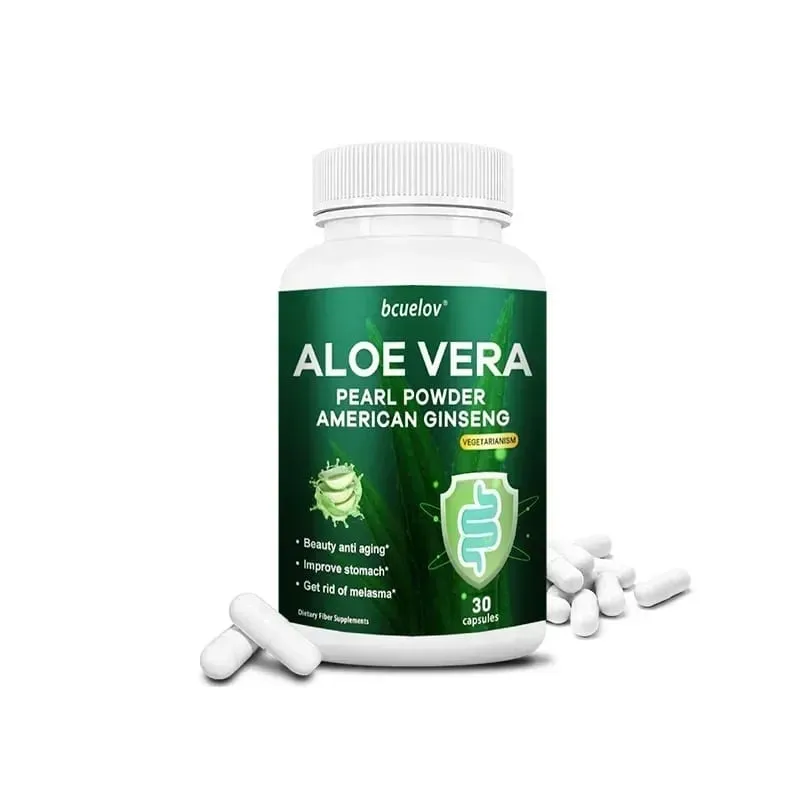 Cápsulas de extrato de Aloe Vera ajudam a aliviar a constipação, limpeza e desintoxicação do cólon e gerenciam o metabolismo do peso