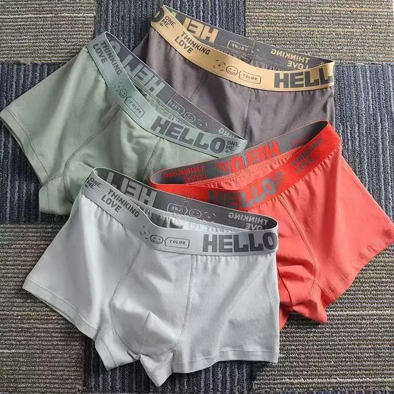 4Pcs/lot Men's Underwear Sexy Boxer Shorts Cotton Panties Man Solid Underpants Male Soft U Convex Lingerie Plus Size L-6XL — image 24