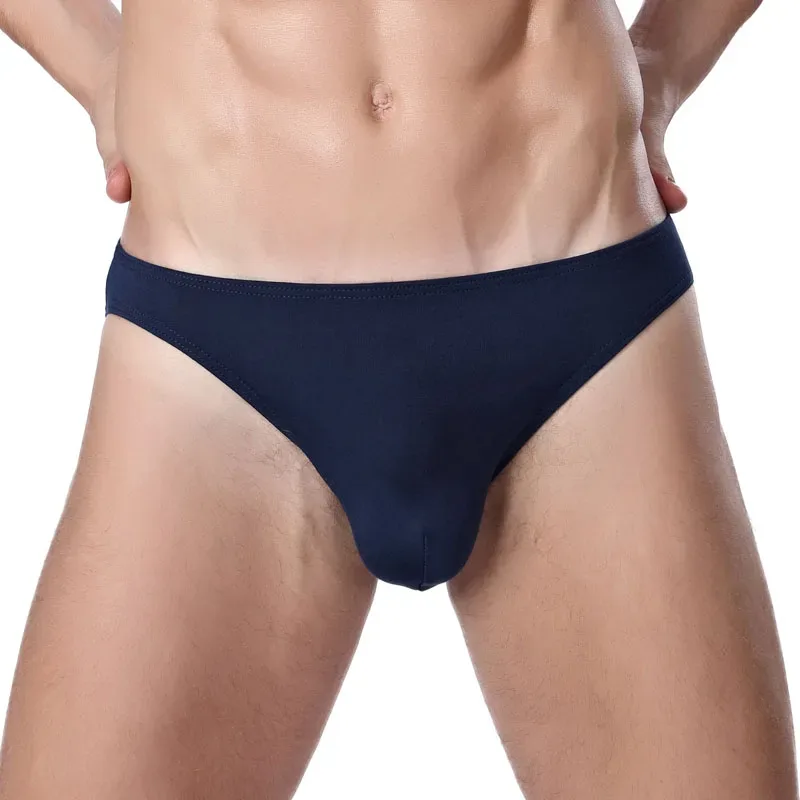 Roupa íntima masculina, cuecas triangulares pequenas masculinas, cuecas finas em u-convexas elásticas sexy de cintura baixa justas com borda estreita