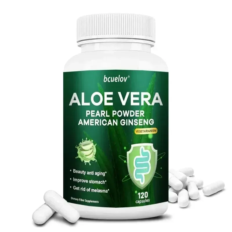 Cápsulas de extrato de Aloe Vera ajudam a aliviar a constipação, limpeza e desintoxicação do cólon e gerenciam o metabolismo do peso