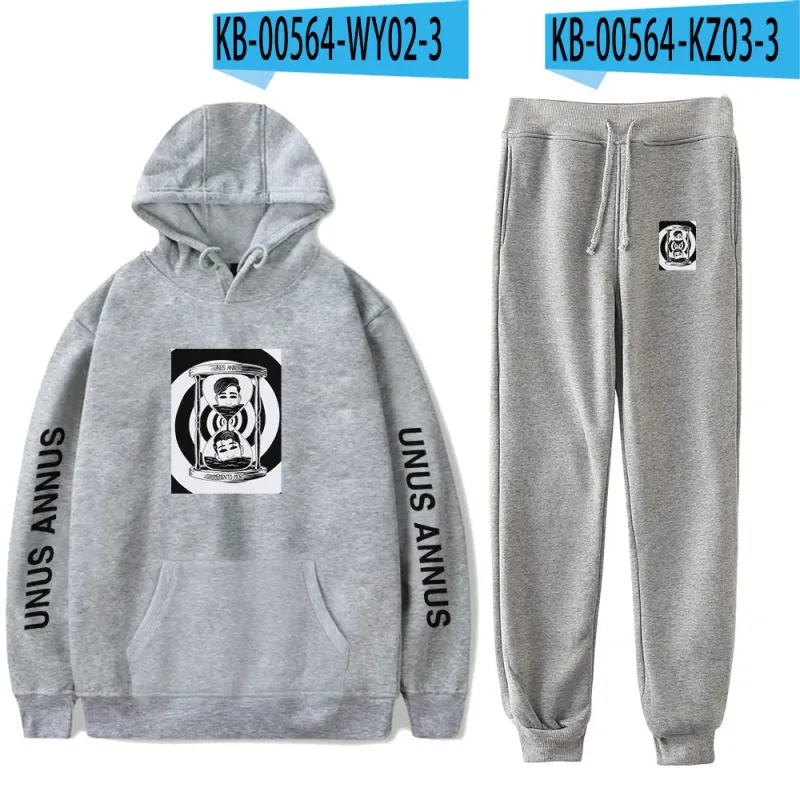 Popular Comfortable Unus Annus Print Sweatshirt Sweatpants Suit Hoodies+ Trousers Suit Boys/Girls 2 Piece Set Clothes