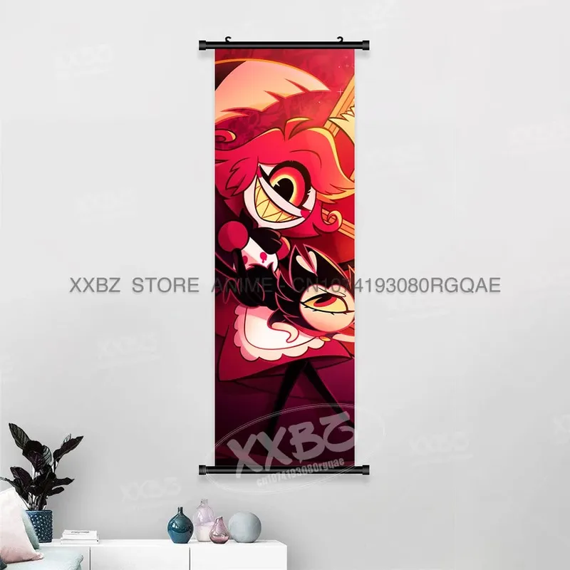 Simple Black Comedy Hazbin Hotel Home Decoration Hanging Painting Cartoon Wall Artwork Scrolls Picture Room Canvas Print Posters