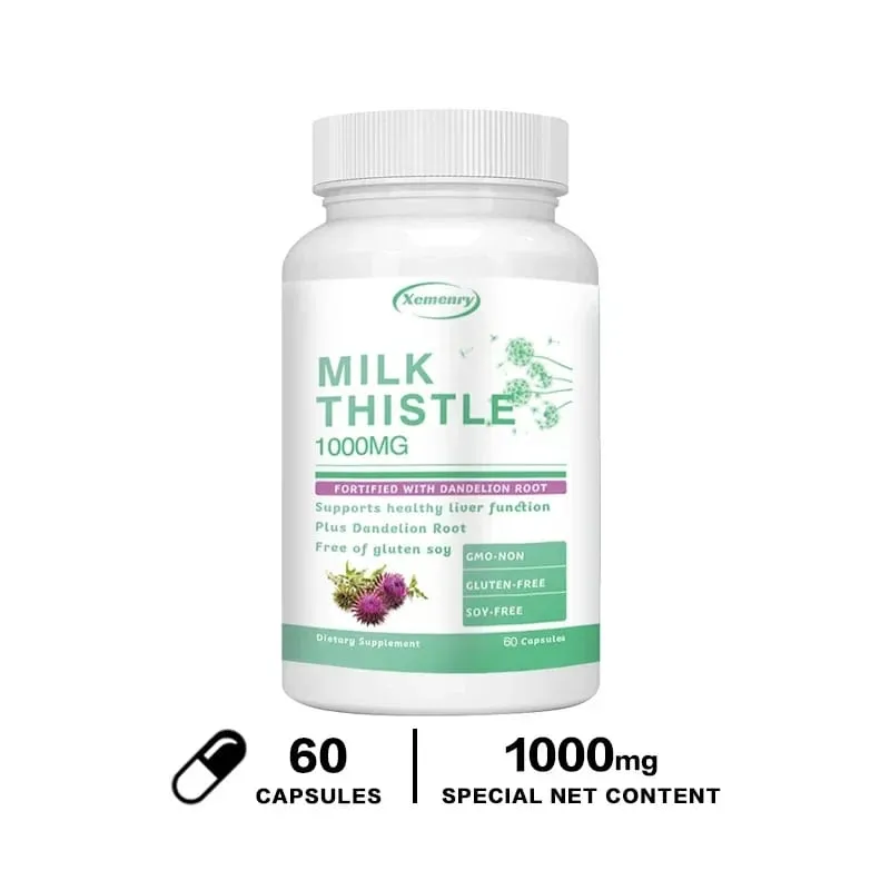 Limpeza de desintoxicação do fígado - com cardo mariano - melhora a função hepática, apoia o metabolismo da gordura, antioxidante - 120 cápsulas