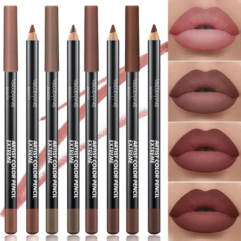 2pcs Lip Liner Makeup Duo: fórmula fosca à prova d'água de longa duração é suave para peles sensíveis e ideal para tons bege claros