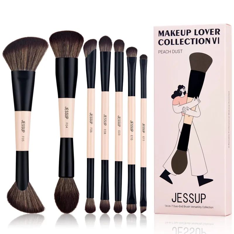 Jessup pincéis de maquiagem conjunto 4/6/7/10/14/15 pçs fundação escova de maquiagem rosto sombra mistura destacando corretivo luxo roxo