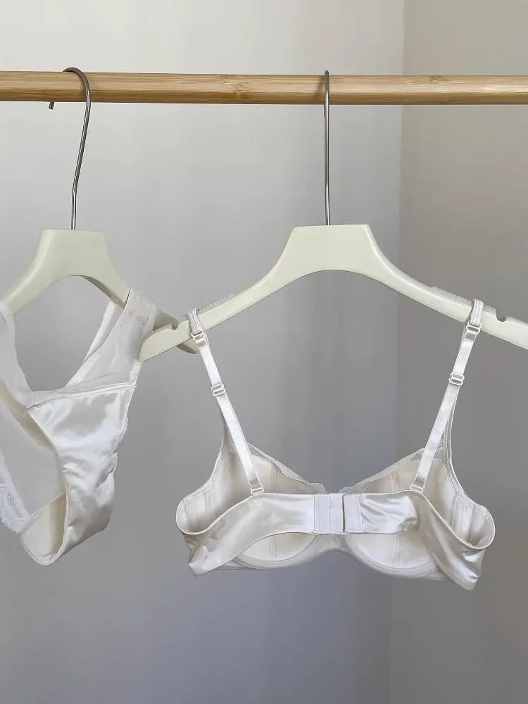 Conjunto de sutiã de renda sem costura de verão para busto pequeno fio macio anti-flacidez emagrecimento bralette & calcinha lingerie leve conjunto sexy