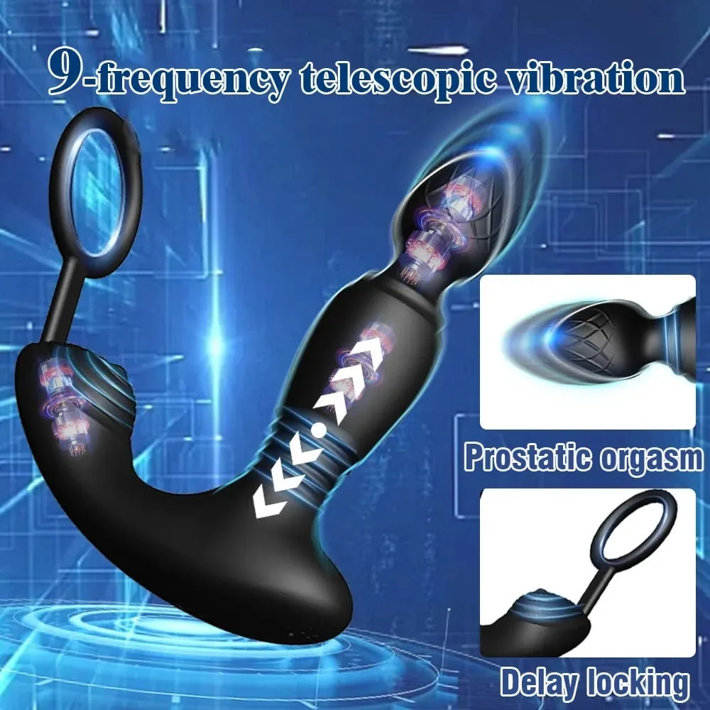 Vibrador com controle por aplicativo para homens, massageador de próstata, empurrador, ejaculação retardada, anel de cortiça, plug anal, brinquedo sexual para adultos