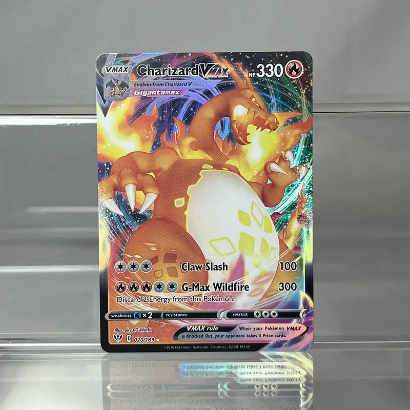 Charizard ptcg cartão de coleção única 1ª edição 1996 vmax ex raro cartão arco-íris pkm cartões proxy brinquedos presentes