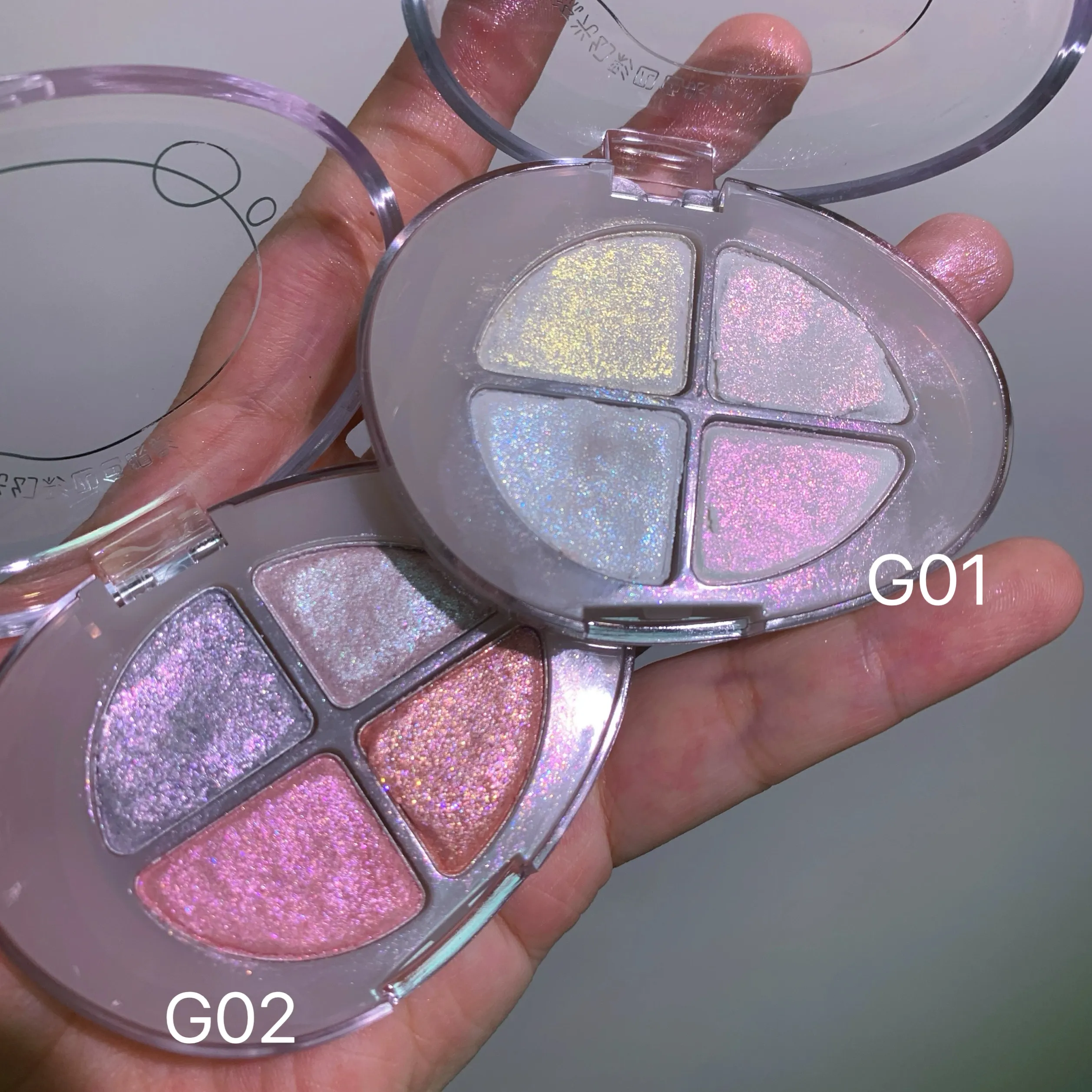 Paleta de sombra de quatro cores glitter perolado flash camaleão shimmer highgloss portátil sombra de olho maquiagem