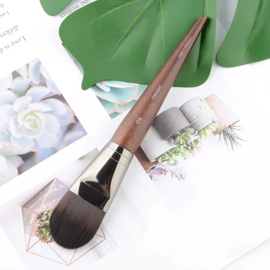Pincel de maquiagem para base #108, creme bb plano líquido, madeira natural, máscara facial profissional, pincéis de maquiagem sintéticos, 1 peça — image 5