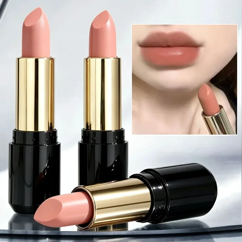 Leite chá canela nude batom fosco hidratante duradouro alto pigmento bálsamo labial suave veludo cor dos lábios maquiagem natural diária