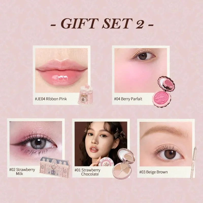 Flower Knows The Sweetie Bear Collection Makeup Gift Set includes eyesahdow+lip jelly+brow pencil+concealer+blush