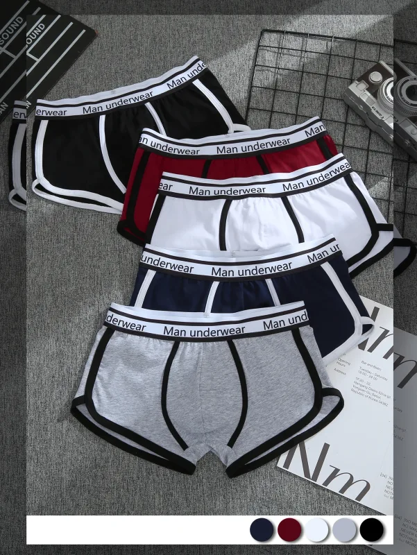 1/4 pçs roupa interior masculina boxers calcinha de algodão respirável sólido boxershorts masculino meados de cintura cuecas tendência homem shorts homme