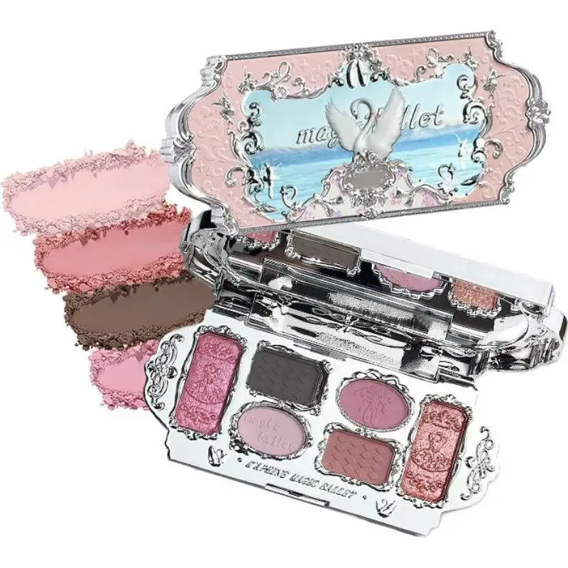 Paleta de sombras de balé mágico, paleta de sombras de balé de cisne, fosca, fina, brilhante, pérola, rosto, glitter, sombra de olho