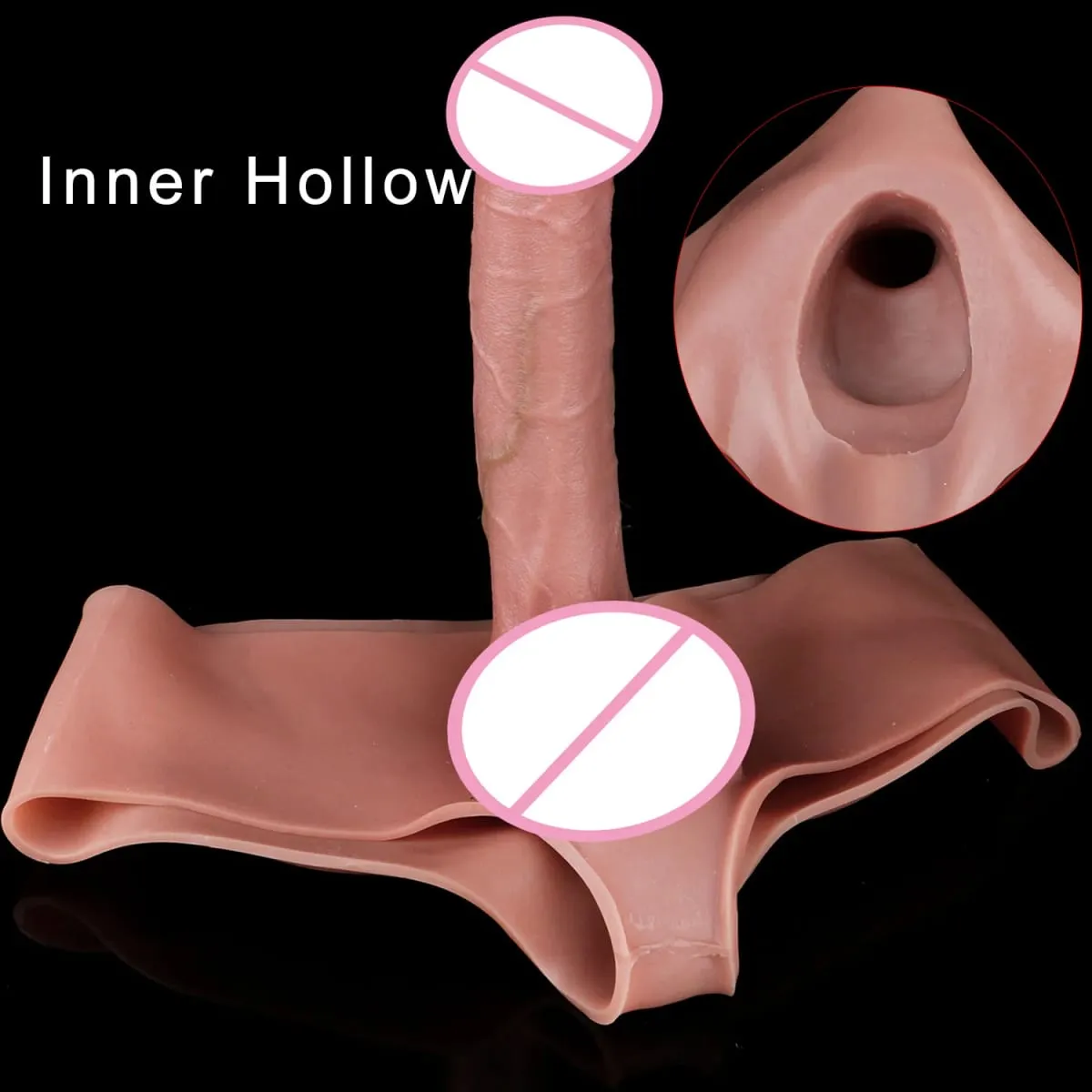 Masculino cinta-on longo oco vibrador ultra realista pênis estender manga calças насадка на член masculino galo capa brinquedos sexuais