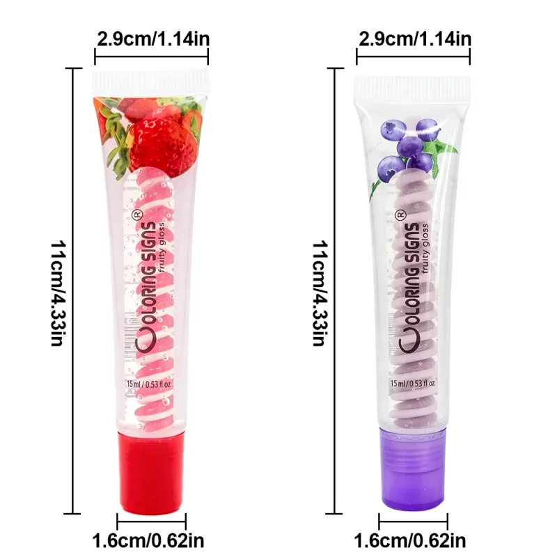 Fruity Lip Gloss Strawberry Blueberry Shiny Lip Oil Moisturizing Plumping Shimmer Lip Makeup Hydrating LipstickFor Girls