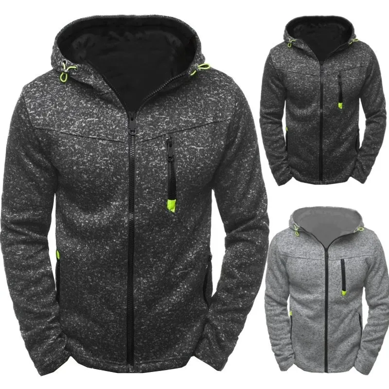 Moletom com capuz masculino com bolsos laterais com zíper de lã fina cor sólida agasalho casual diário com capuz ao ar livre mangas compridas