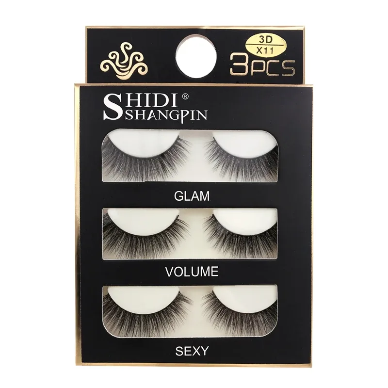Falso cils 3 pares cílios postiços naturais longos 3d vison cílios macios macios finos feitos à mão cílios falsos ferramentas de maquiagem dos olhos