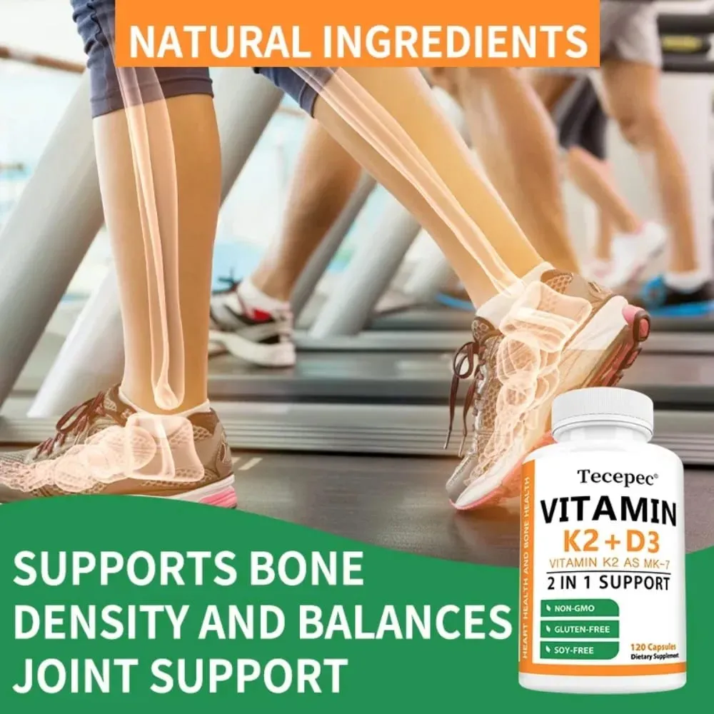 Vitamin D3 + K2 Softgels 2-in-1 Complex Bone Teeth & Immune Health Support Immune System Booster
