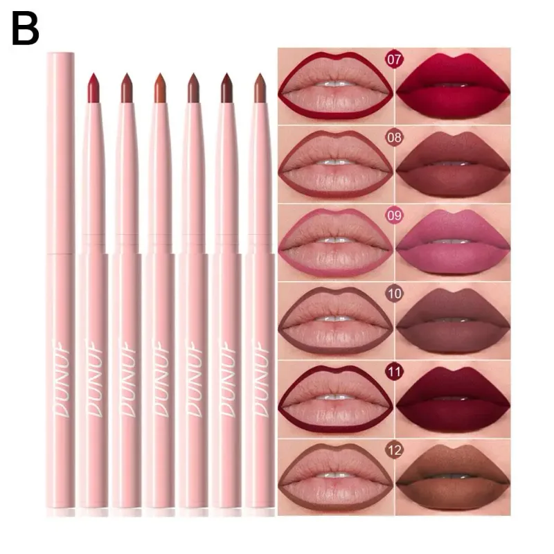 6 Color Lip Liner Pen Set Waterproof Sweatproof Easy Coloring Lasting Non-fading Color Rendering Lip Gloss Set Beauty Makeup