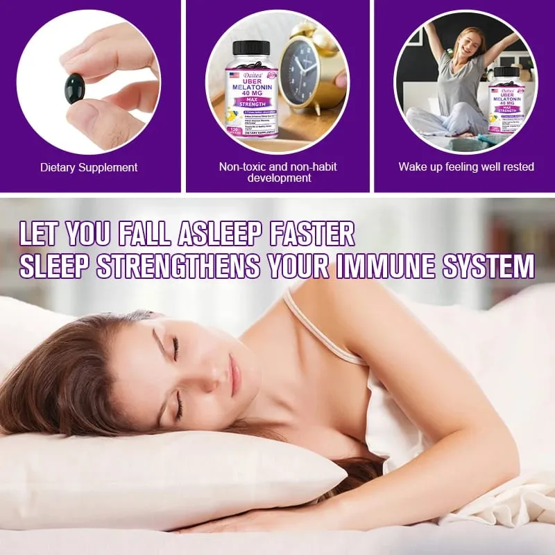 Daitea Super Melatonin Capsules-40mg Contém vitamina C ajuda você a adormecer mais rápido, alivia a insônia e melhora a qualidade do sono