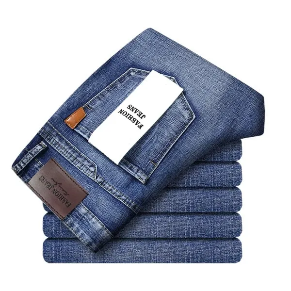 2026 reta regular azul fino ajuste estiramento denim calças primavera outono masculino clássico jeans de negócios moda masculina jeans inteligentes