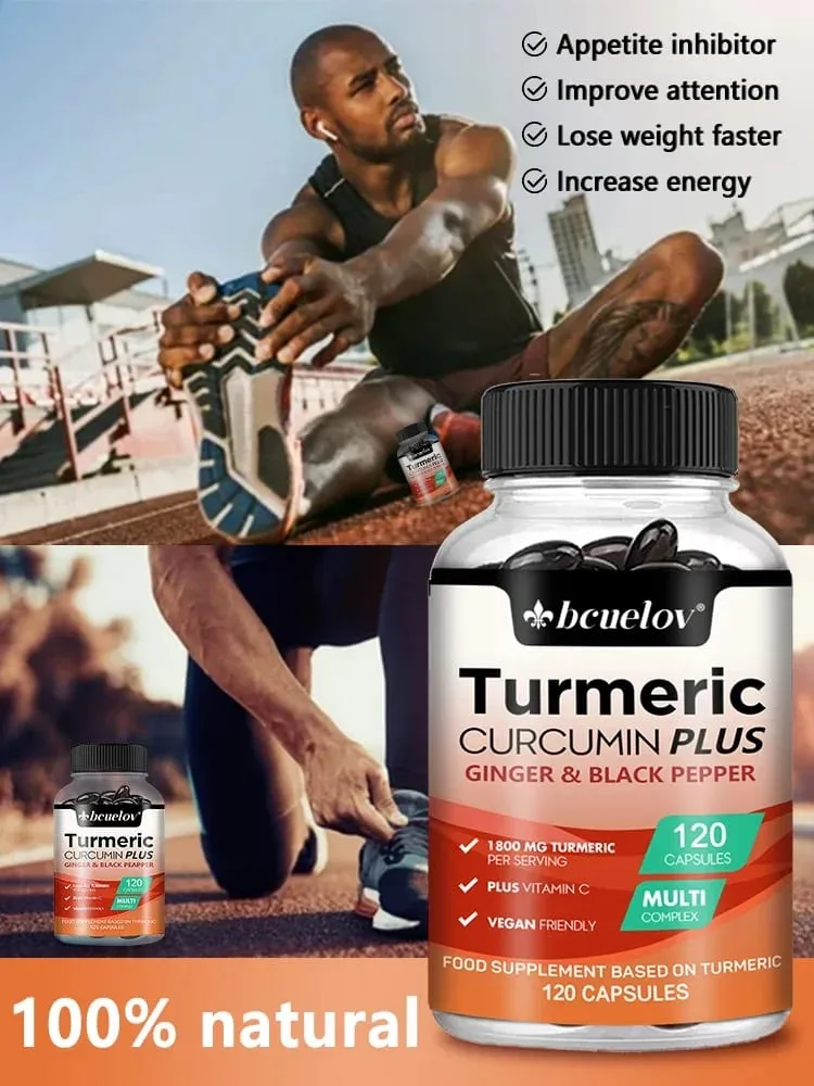 Suplemento de cúrcuma com extrato de curcumina, gengibre e pimenta preta para apoiar a mobilidade articular e a saúde muscular e óssea