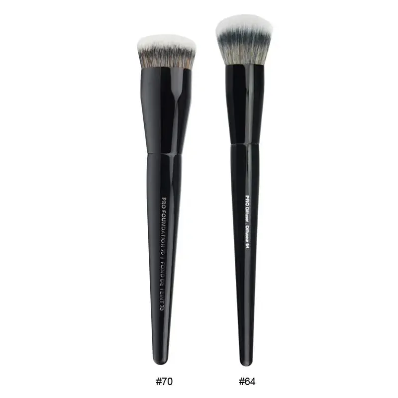 2 pçs/set Pro Preto Pincéis de Maquiagem Cabelo Sintético Pó Sombra Mancha Destaque Fundação Airbrush Difusor Make Up Brush