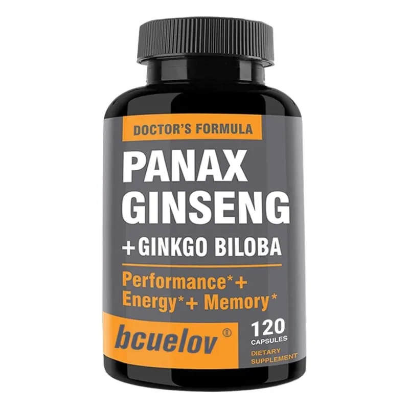 Cápsulas de extrato de Ginseng + Ginkgo Biloba - Ajuda a melhorar a energia e a vitalidade, memória anti-envelhecimento, saúde do cérebro e da visão — image 8