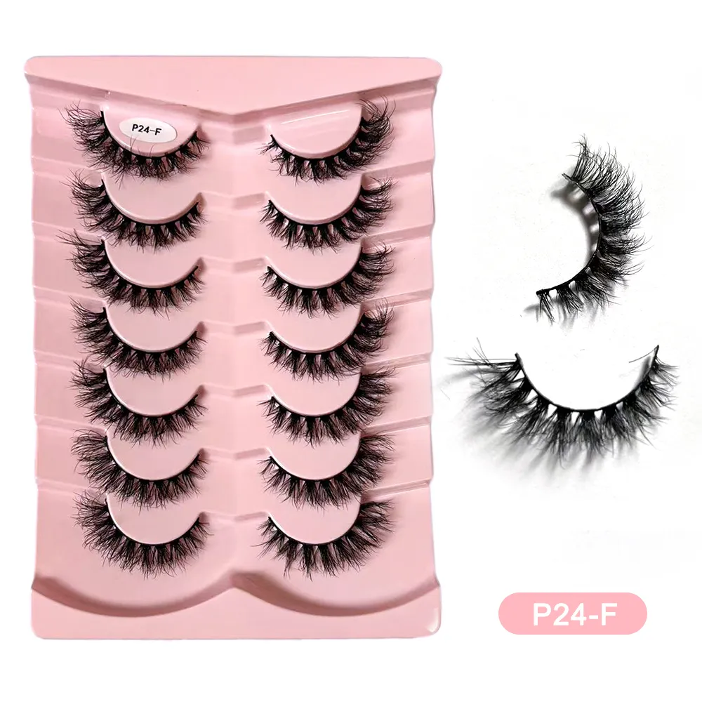 7 Pairs False Eyelashes Wispy Lashes Natural Look Fake Eyelashes Faux Mink Fluffy Strip False Lashes Pack