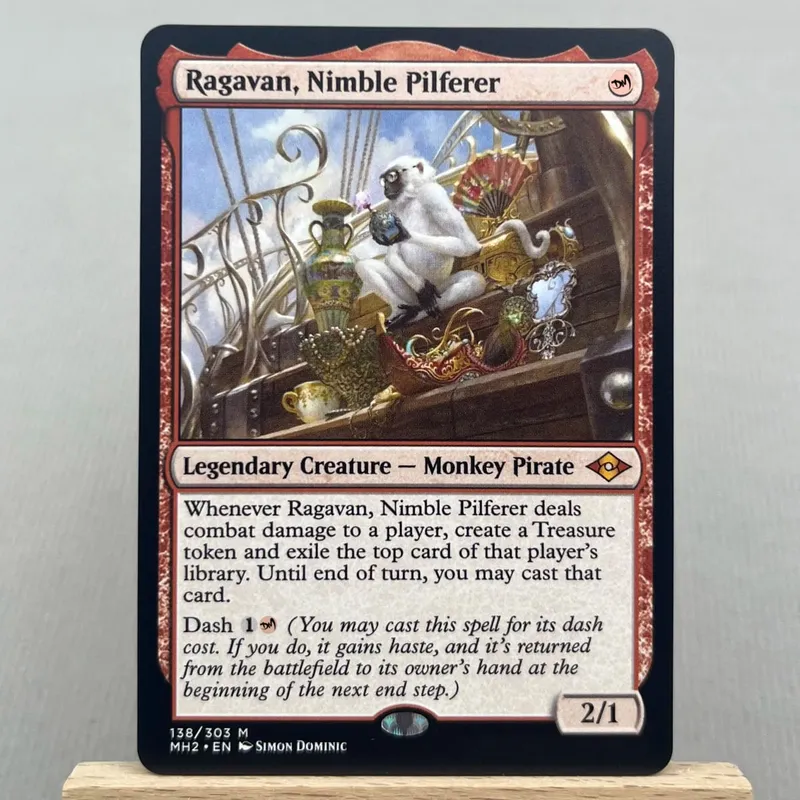 MH2 HOLO7-Ⅰ03 Cartões Tcg Alemão Núcleo Negro Ragavan Ágil Saga de Urza Buscar Terras Áridas Mesa os Cofres da Cabal