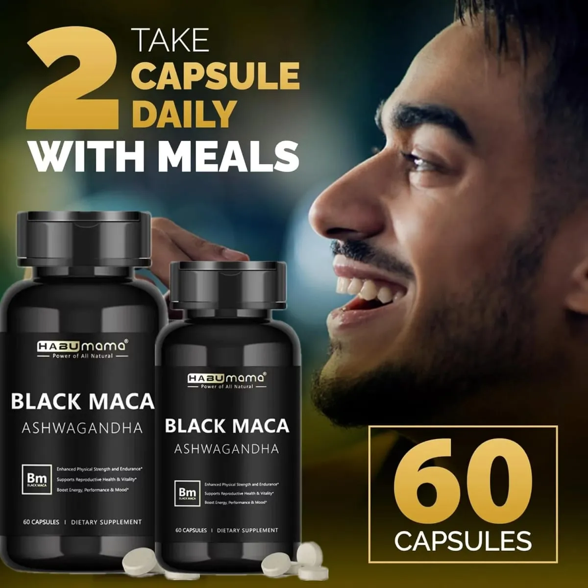Black Maca Root + Ashwagandha Supplement for Men Stamina Control System Rock-Hard Performance Confidence Discreet Shipping