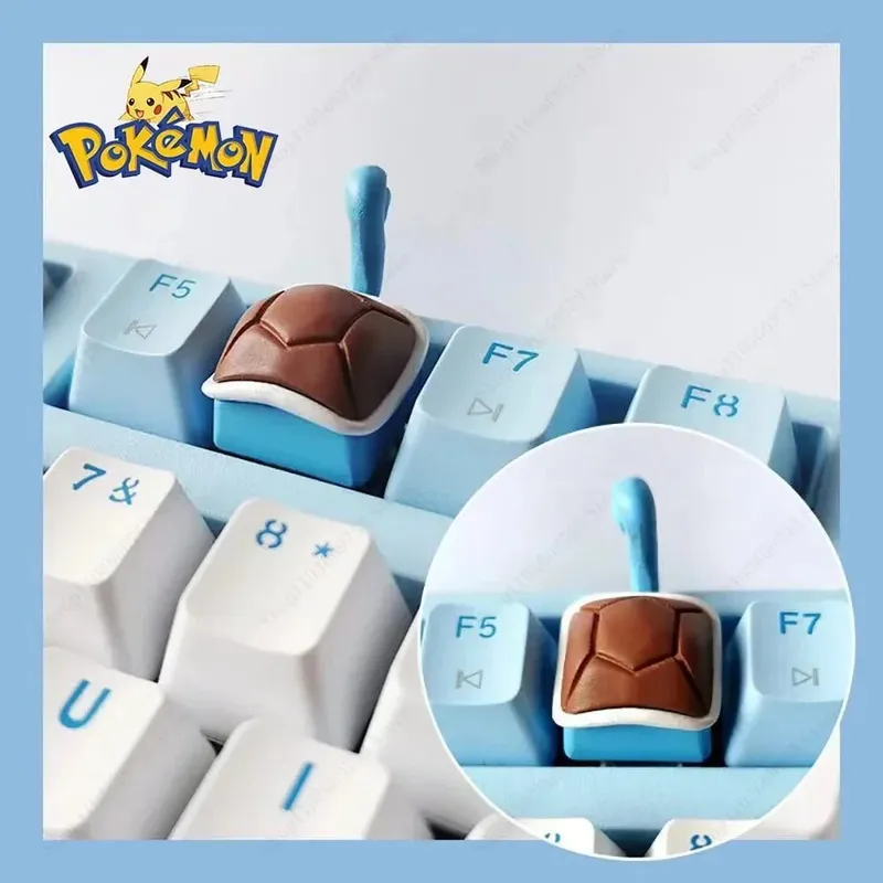 Pokemon Anime Cute Tail Keycaps Pikachu Gengar Eevee Keyboard Cap for Cross Shaft Mechanical Keyboard 3D Resin Keycaps Best Gift