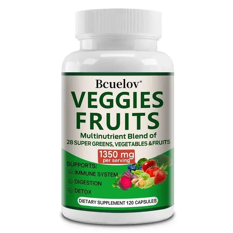 Suplemento de frutas e vegetais de 1350 mg - 28 nutrientes complexos - aumenta a desintoxicação da digestão e o suporte imunológico