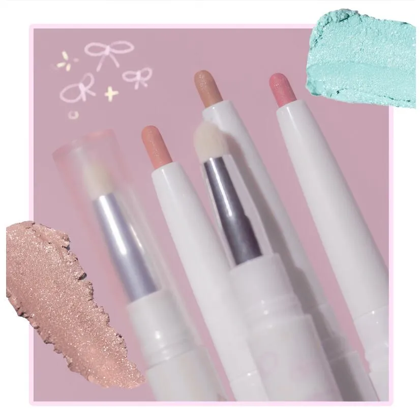 Eyeliner Gel Pen Double Head Silkworm Shadow Eye Shadow Pencil Set for Women Waterline Waterproof Smudge Proof