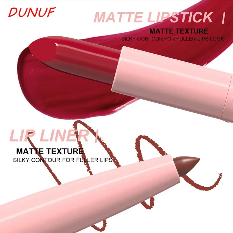 2 Pçs/set Batom + Lip Liner Kit de Maquiagem Matte Nu de Longa Duração À Prova D 'Água Não Mancha Cônico Nib Lip Contour Pen Lip Cosméticos