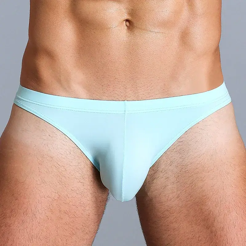 Men's Ice Silk Underwear Briefs Breathable Low-Waist U-Convex Undershorts Shorts Solid Color Briefs Men Underpants
