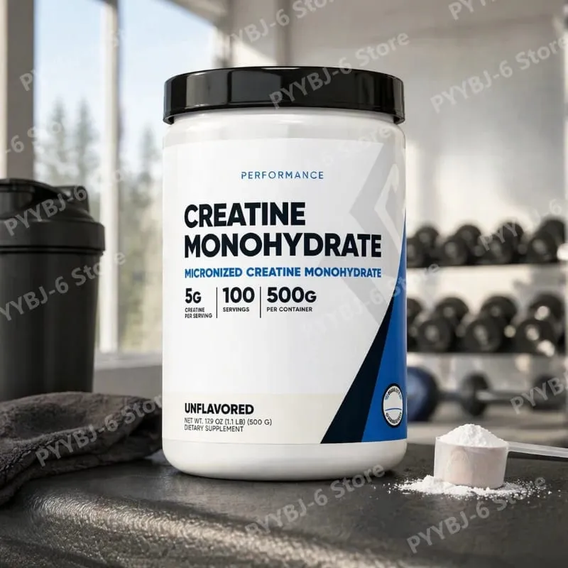 Monohidrato de Creatina Micronizada 500g Sem Sabor 100 Porções Aumenta a Força Muscular e Suplemento Dietético para Adultos