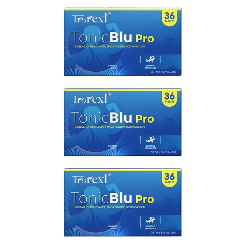 Trorexl-Tonic Blue Pills 36 Comprimidos - Desempenho Masculino Avançado Rock-Hard Stamina Flow Booste | Testado com certificação de laboratório