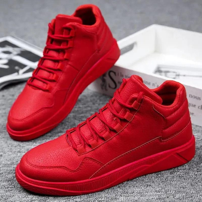 Men's Spring Fashion Comfortable Lightweight Slip-Resistant High Top Leather Sneakers