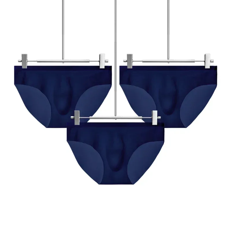3 peças cuecas masculinas de seda gelada, verão respirável, secagem rápida, shorts sem costura, transparente ultrafino, personalizado l