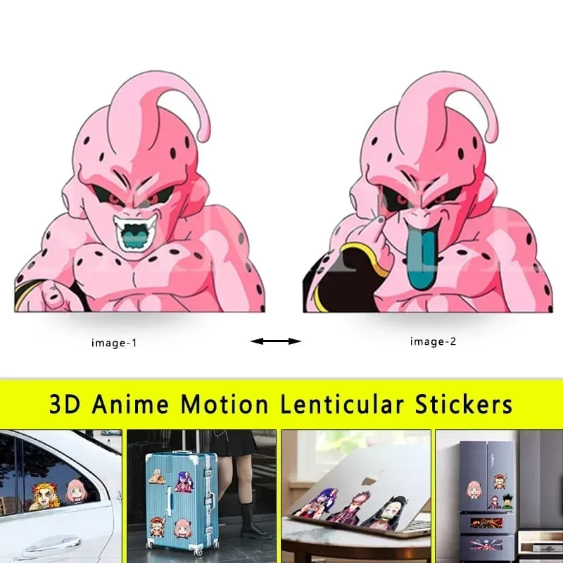 Anime 3D Lenticular Adesivo Goku Vegeta Decalques à prova d'água para carro, geladeira, skate, etc. — image 4