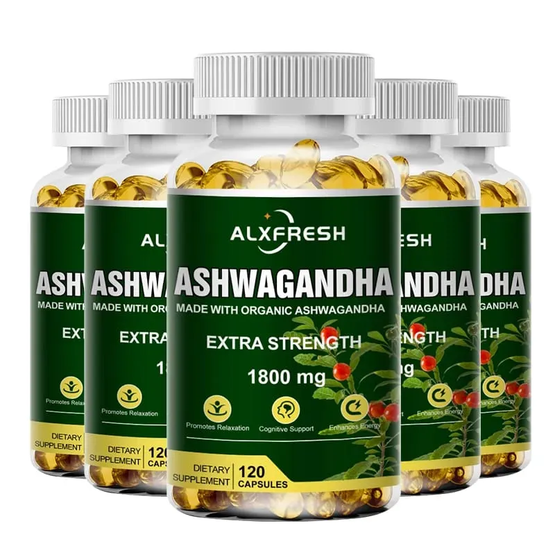 Cápsulas originais de Ashwagandha, extrato de raiz de alta potência para hormônios de equilíbrio de estresse e vitalidade