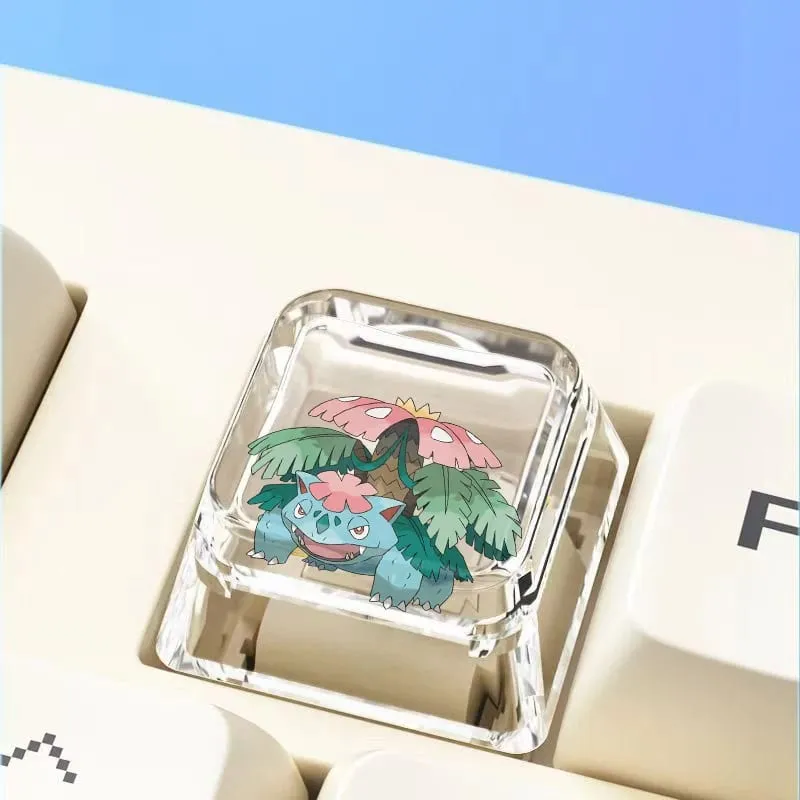 Teclado mecânico cruzado personalizado anime keycap único charmeleon blastoise eevee transparente dos desenhos animados keycap