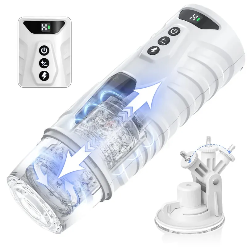 Masturbador automático para homens, rotação telescópica, copo de masturbação com alça, suporte para telefone, produtos adultos, brinquedo sexual para homens 18 +