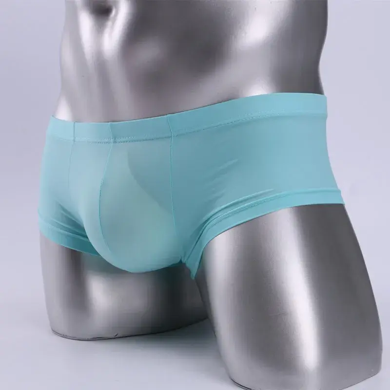 Men's Panties Ice Silk Breathable Underwear Thin See-Through Bikini Slip Homme Sexy Ultra Low Waist Bulge Pouch Boxer Briefs
