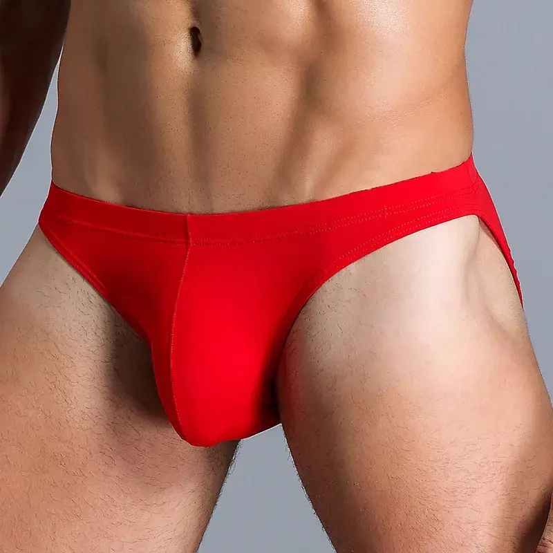 Men's Ice Silk Underwear Briefs Breathable Low-Waist U-Convex Undershorts Shorts Solid Color Briefs Men Underpants
