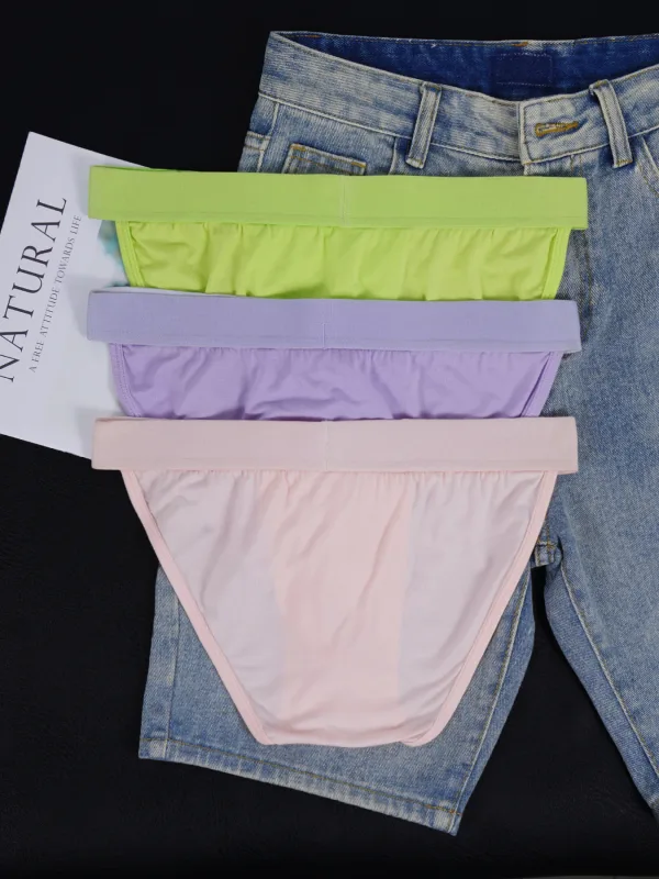 Cuecas modal ultrafinas masculinas, bolsa convexa em u, cintura elástica brilhante, cor sólida, respirável, roupa íntima diária, 1 peça