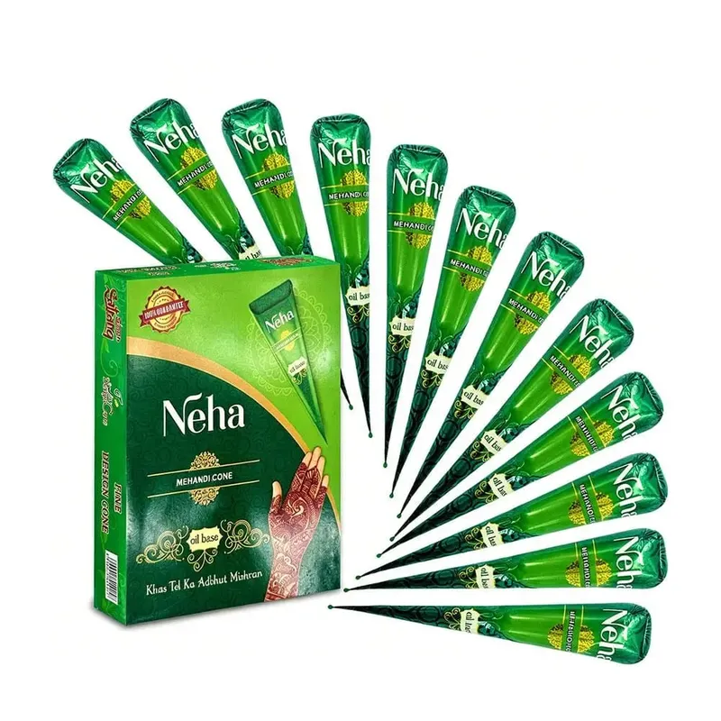 Pasta de henna em cones, planta natural pura, à prova d'água, longa duração, tatuagem temporária, creme mehndi, arte corporal, pasta de desenho à mão